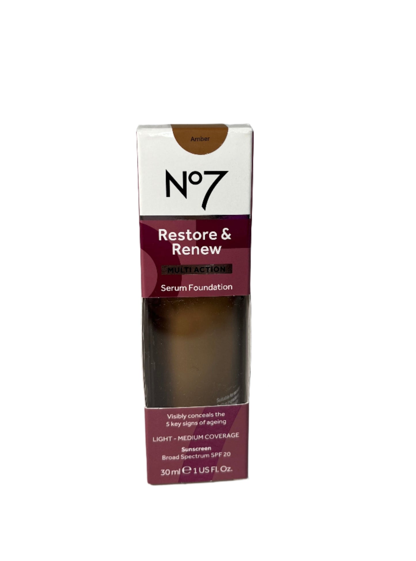 No7 Sunscreen Foundation, Amber, 1 oz bottle.  Case of 32 oz bottles