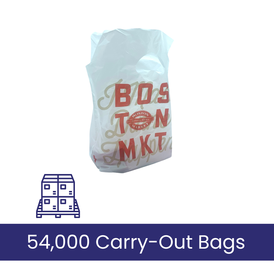 Small Plastic Carry Out Bag, Boston Market, 1000 Count Case