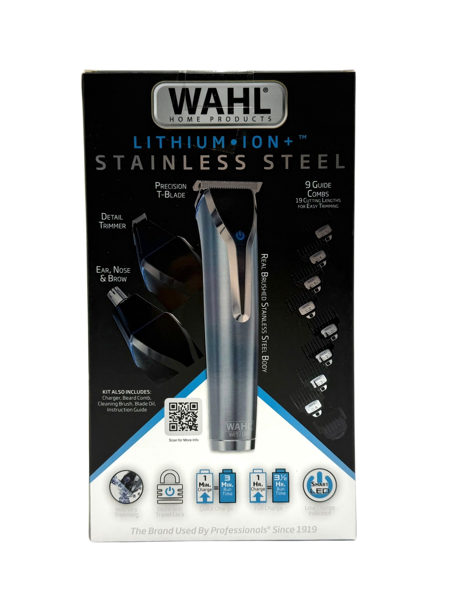 Wahl All-In-One Stainless Steel Cordless Electric Beard Trimmer, Detailer & Nose Trimmer