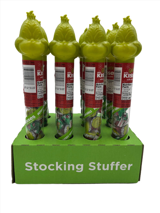 Chocolate, Hershey's Kisses - The Grinch Stocking Stuffer Tube- Case of 12 tubes
