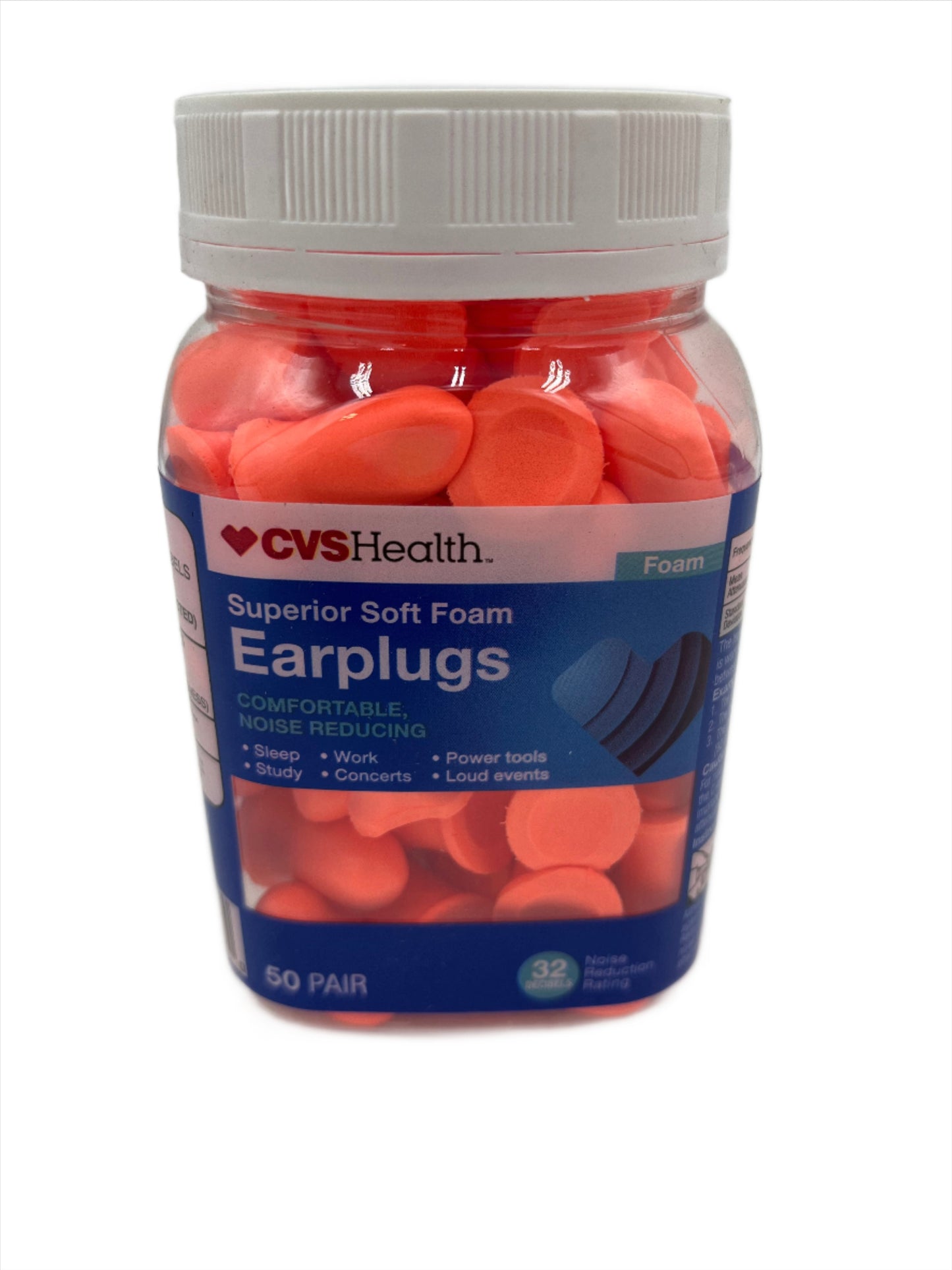 Earplugs, Soft Foam: Bottle of 50 pairs