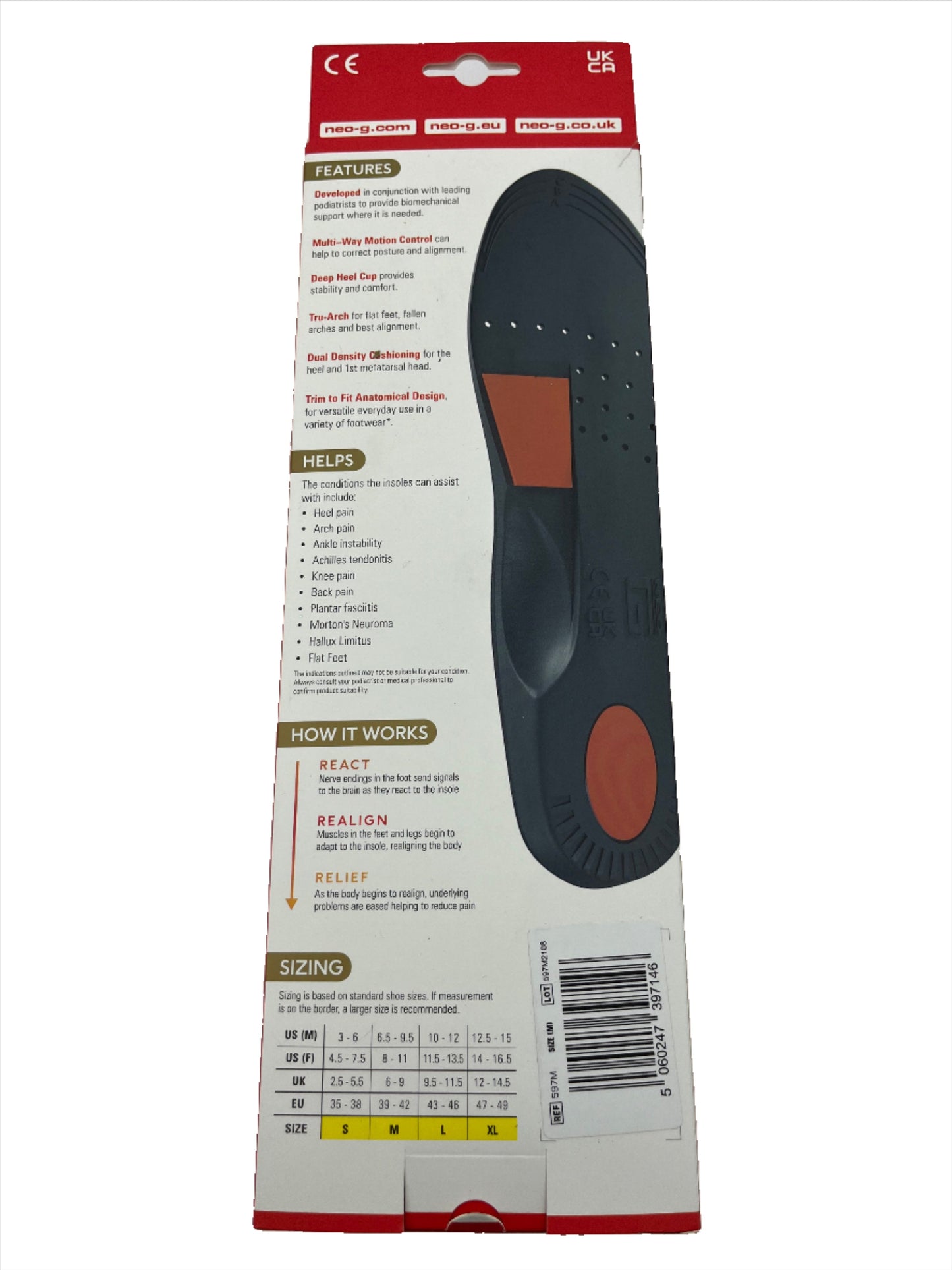 Orthotic Insoles, Size Medium, Full Length, NeoG Neothotics Pro Expert