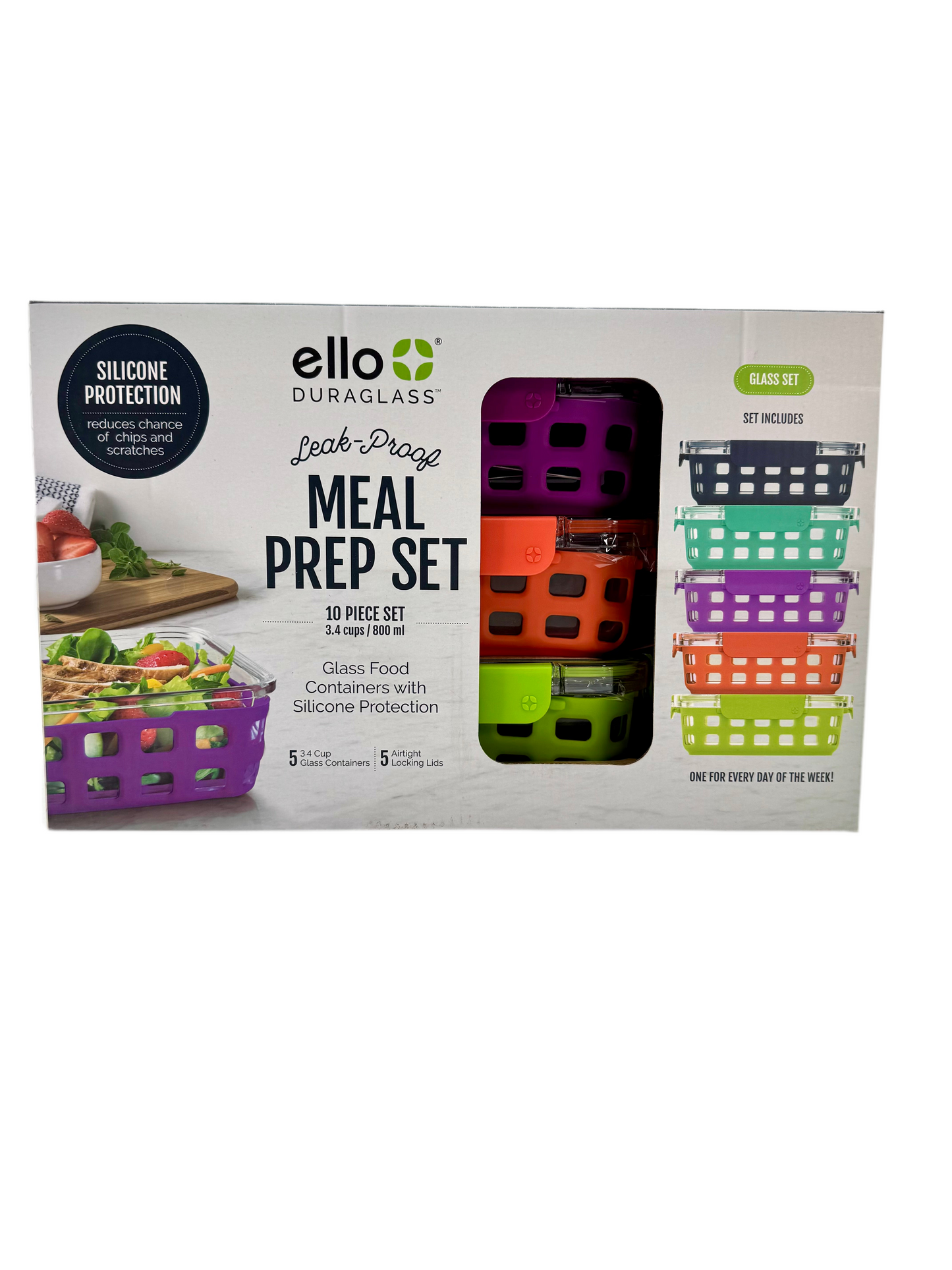 Ello 10pc Meal Prep Food Storage Container Set.  Case of 2 sets.