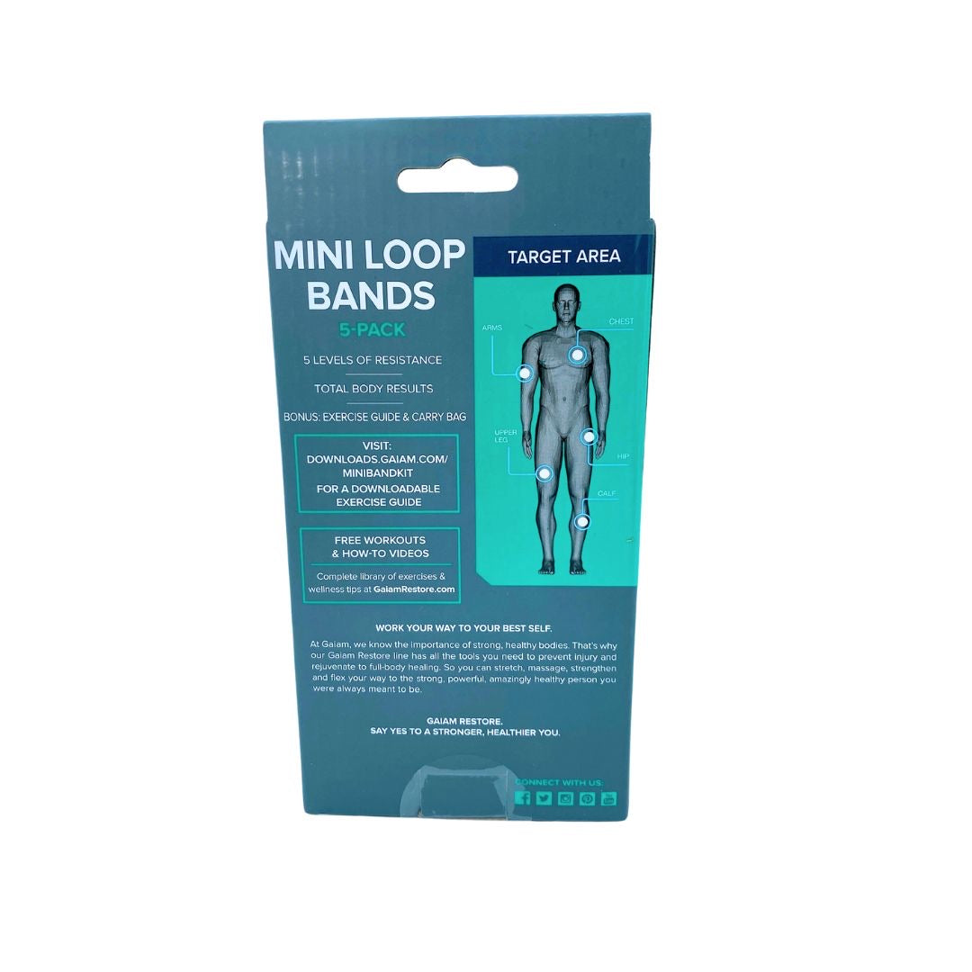 Exercise Loop Bands, Mini, Gaiam Brand, Pack of 5