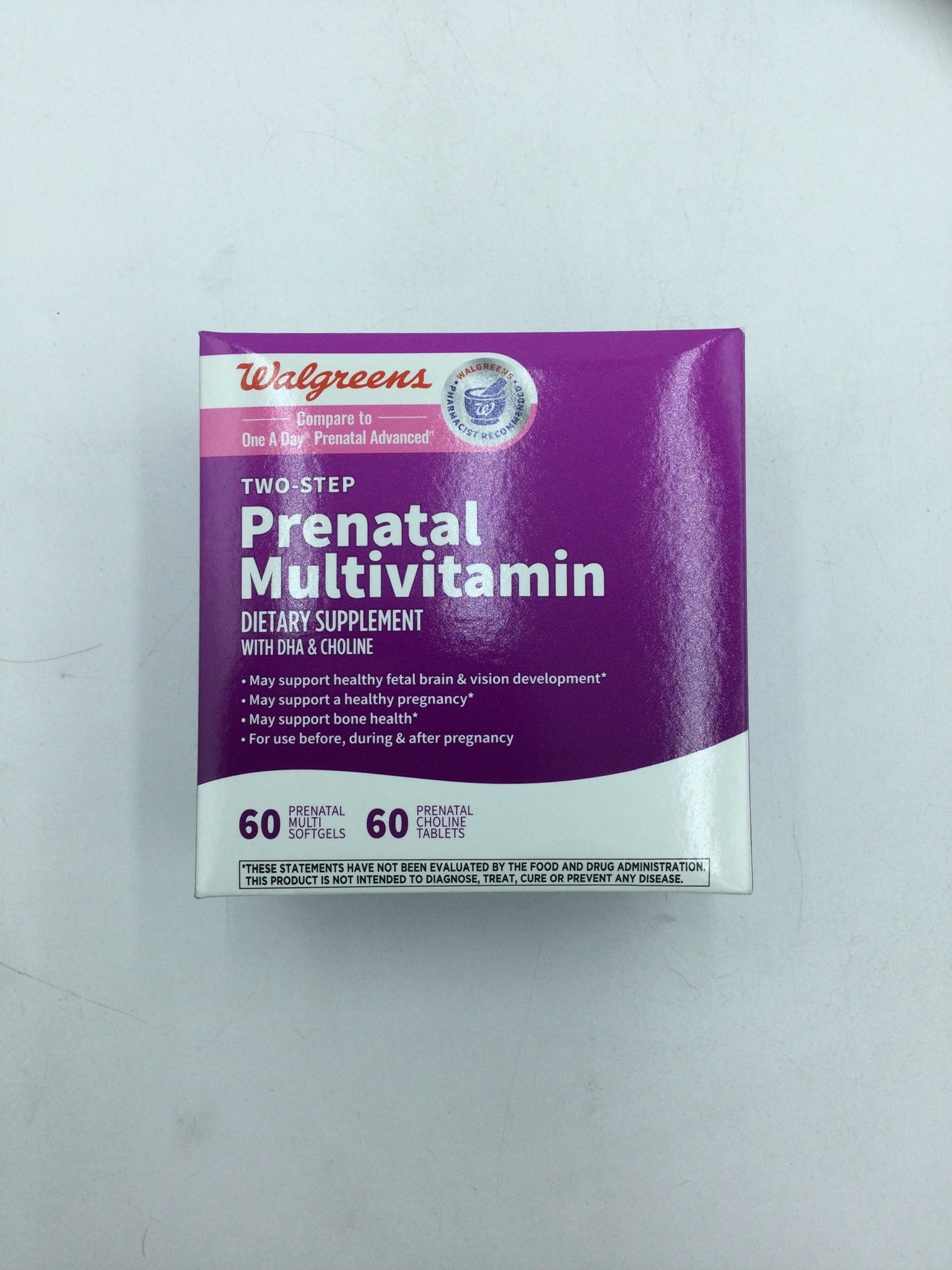 Walgreens TwoStep Prenatal Multivitamin Dietary Supplement Case of 1