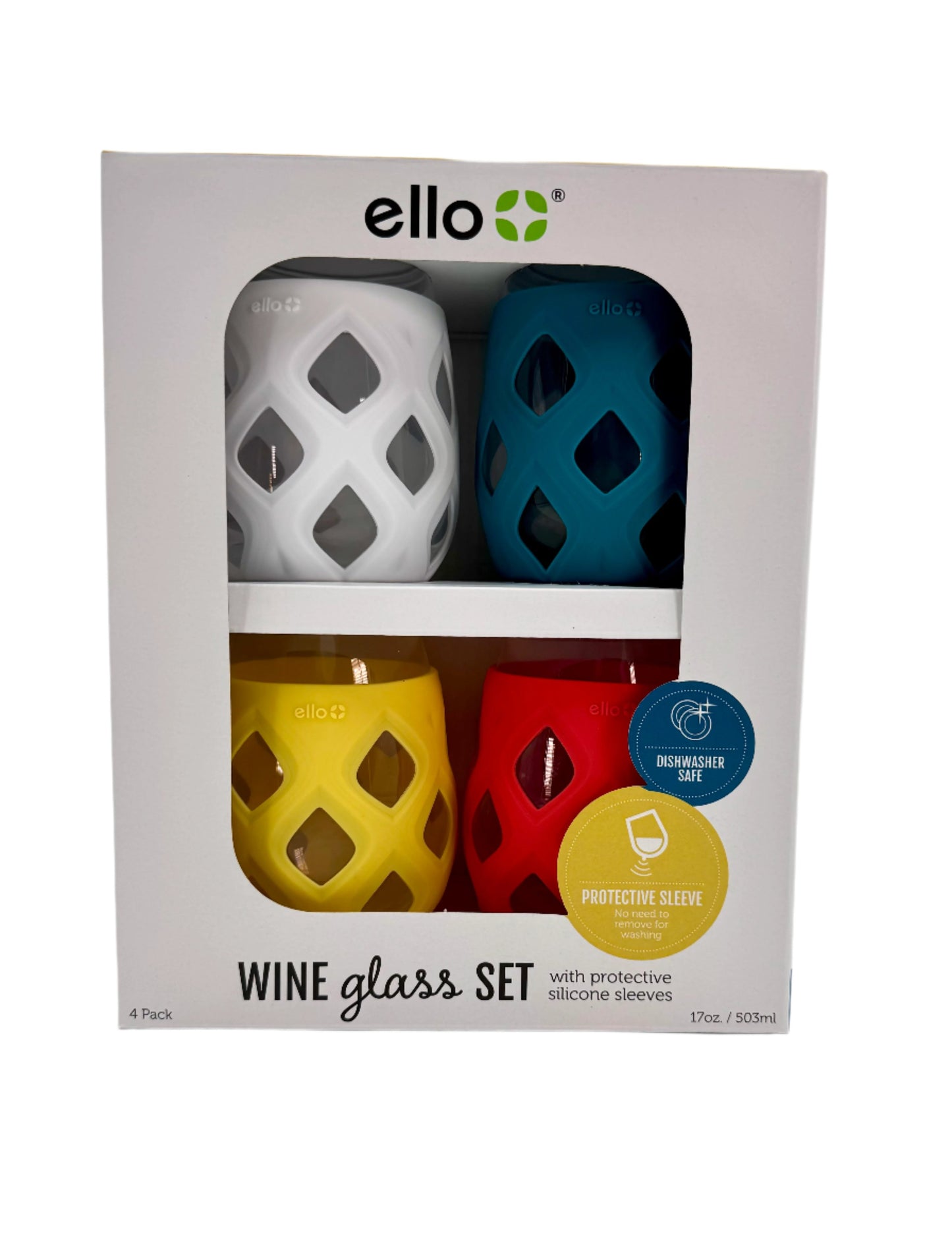 Glass Set with Silicone Protection. 4 Pack. Case of 4 packs.