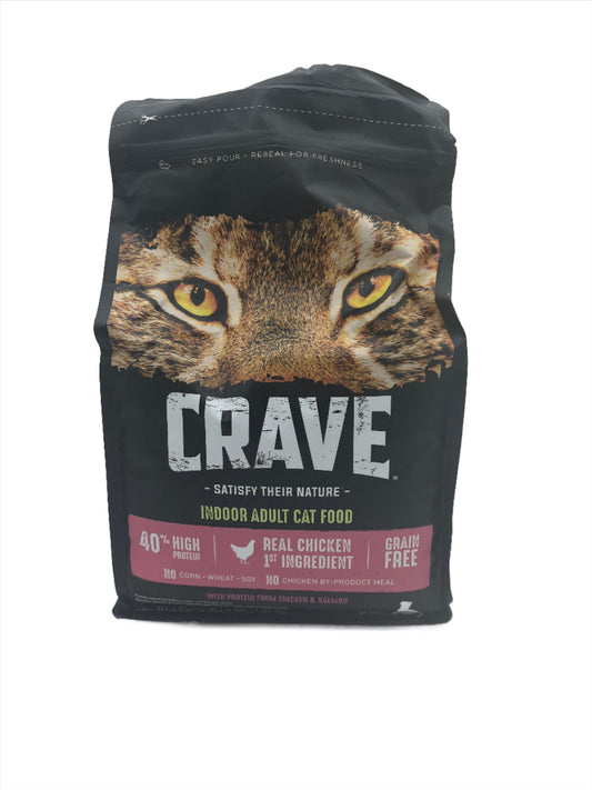 Cat Food, Crave Indoor Adult, 4 lb bag- Case of 3 bags