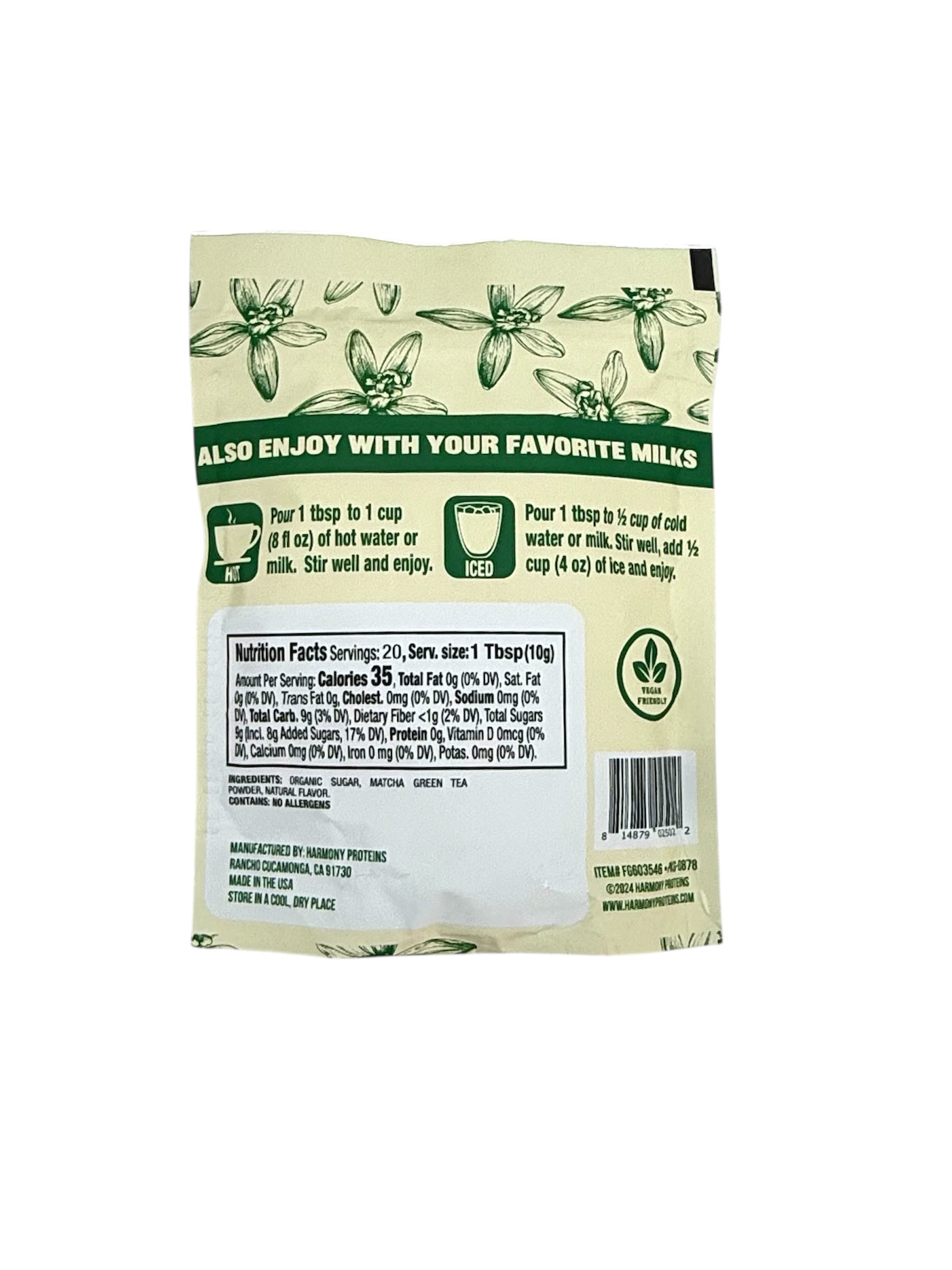 Matcha Tea Drink Mix - 7.05 oz. Bag, Case of 6 Bags.