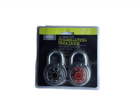 Combination PadLock, Heavy Duty,  Living Solutions - 2 pack