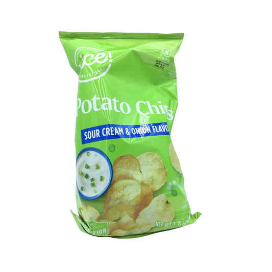 Potato Chips, Sour Cream and Onion, Nice Brand - 7.75 oz bag.  Case of 12 bags