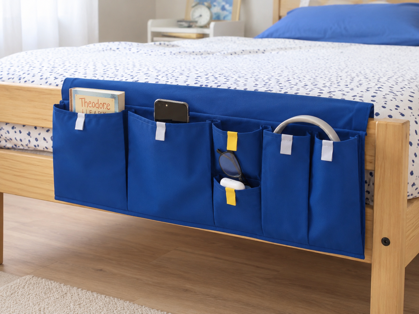 Blue Hanging Bedside Pocket Organizer - IKEA Möjlighet