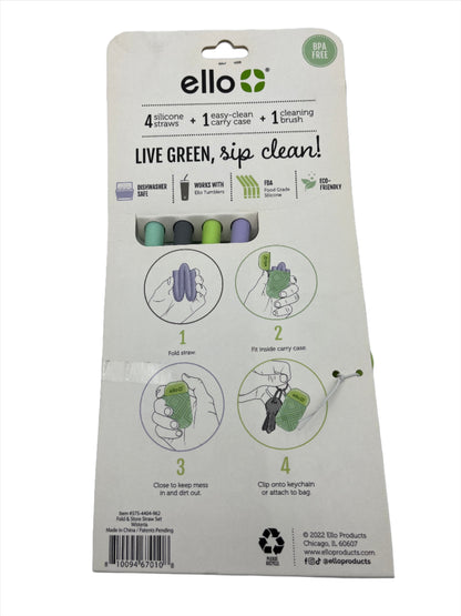 Reusable Silicone Straw- Case of 24 sets- Ello Brand