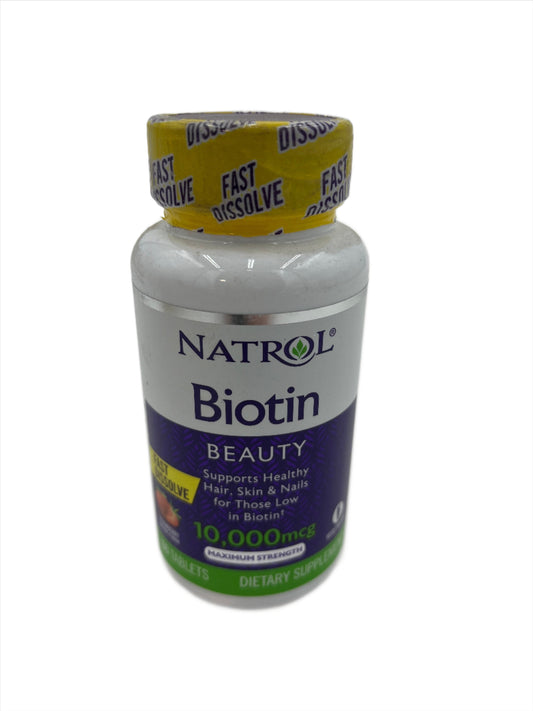 Supplement for Healthy Hair, Skin & Nails, Natrol Biotin, Case of 12 bottles