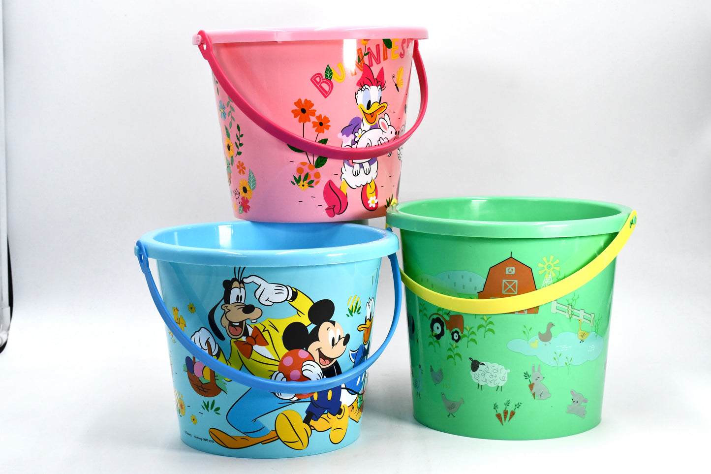 Plastic Bucket with Handle, Assorted colors and Disney characters