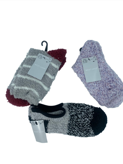 Women's Fuzzy Socks, Assorted crew and ankle, 5 pairs per order