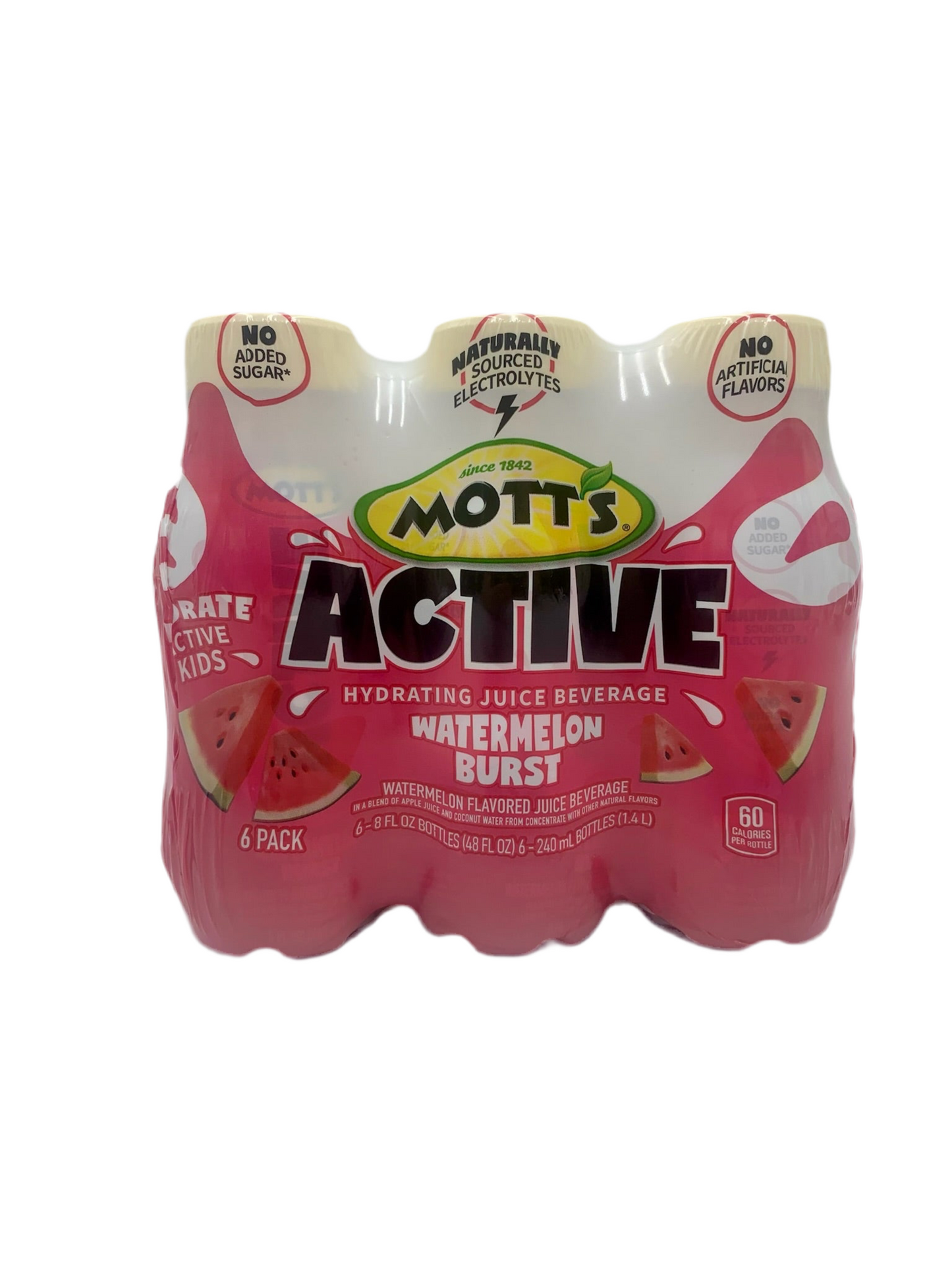 Mott's Active Hydrating Juice- Watermelon Burst.  8 oz bottle. Case of 24 bottles.