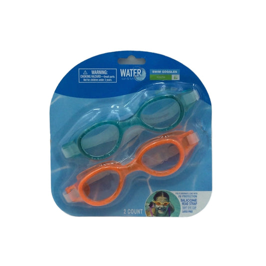 Swim Goggles, Youth. Ages 8+. Pack of 2 assorted colors.