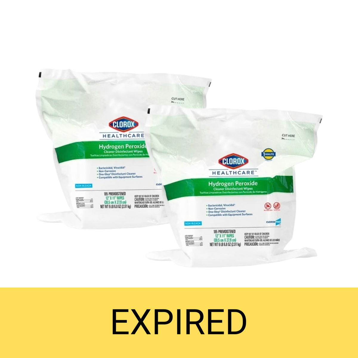 Clorox Hydrogen Peroxide Wipes Refill Pack, Case of 2  - Expired