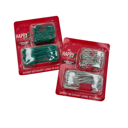 Holiday Ornament Hooks- 50 short and 75 long hooks per pack