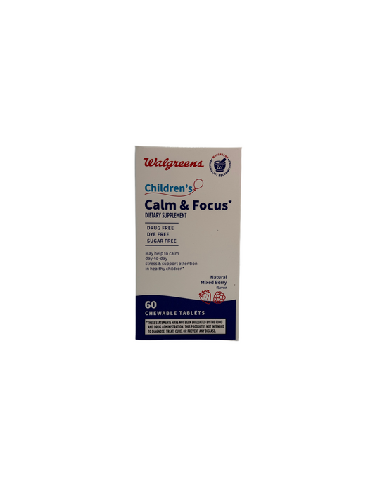 Walgreens Children's Calm & Focus Chewable Tablets - 60 tablets per bottle.  Best by 9/24