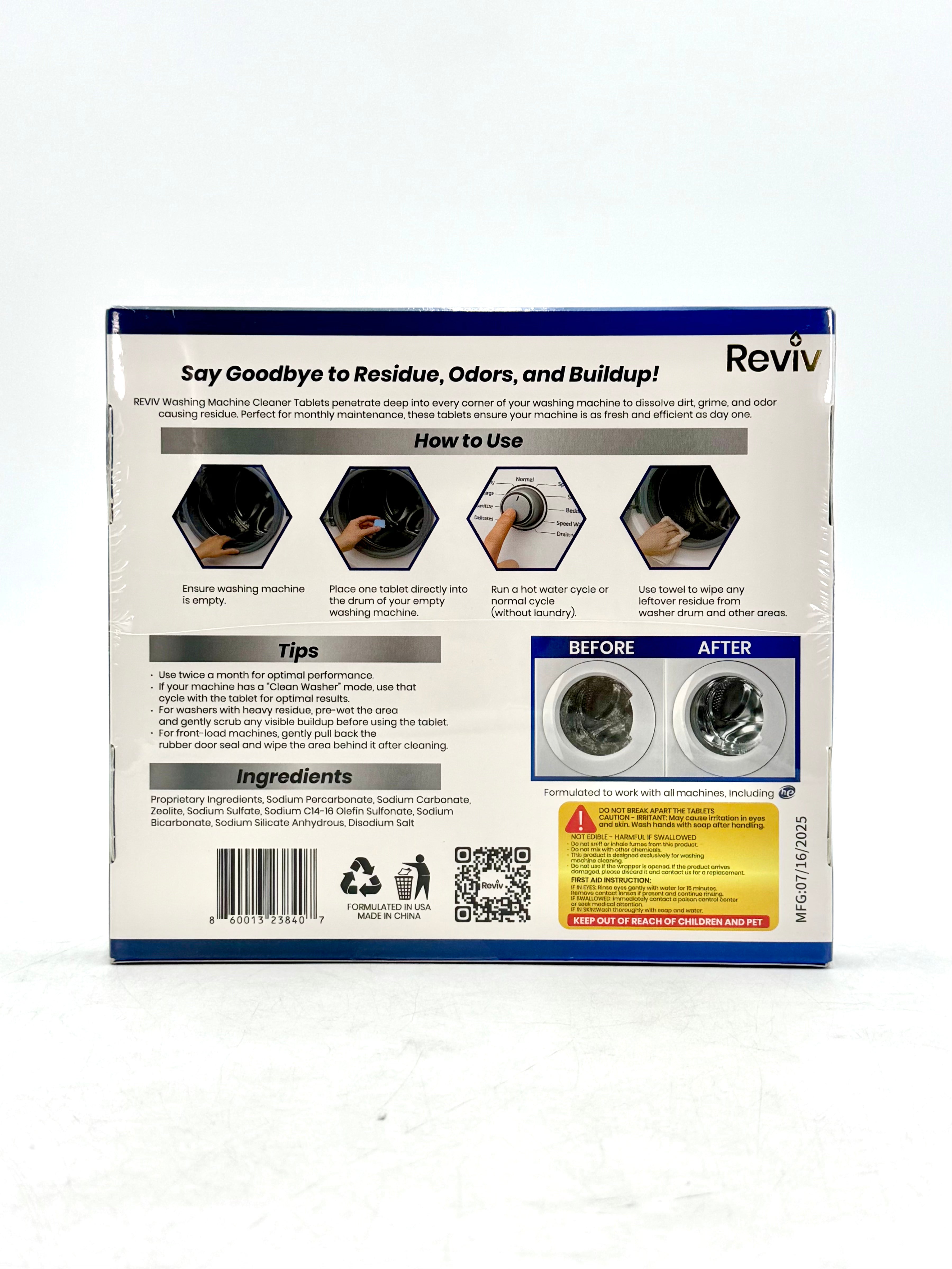 Washing Machine Cleaner Tablets, Reviv - Pack of 24 Tablets