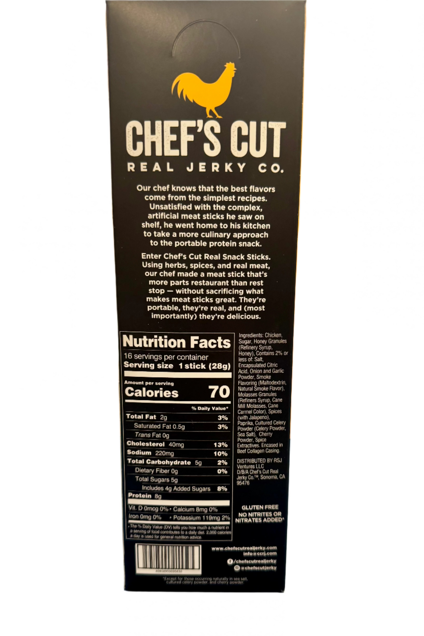 Chef's Cut  BBQ Chicken Snack Sticks- Pack of 16 sticks.  Case of 3 packs.