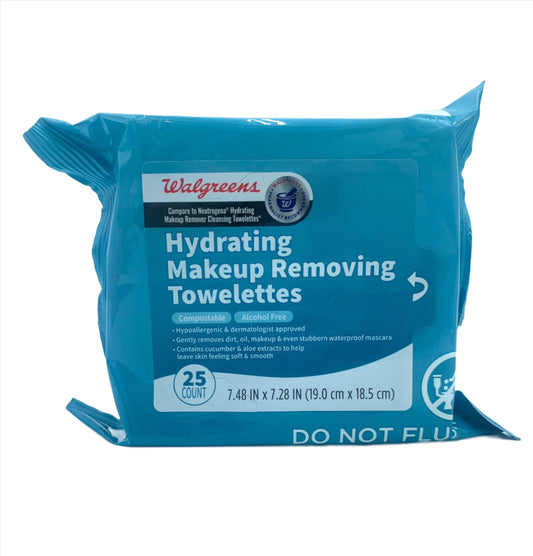 Face/Makeup Remover Wipes. Assorted Brands. About 25 count per package.