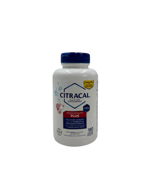 Calcium Supplement + D3, Citral Brand.  Bottle of 180 caplets.