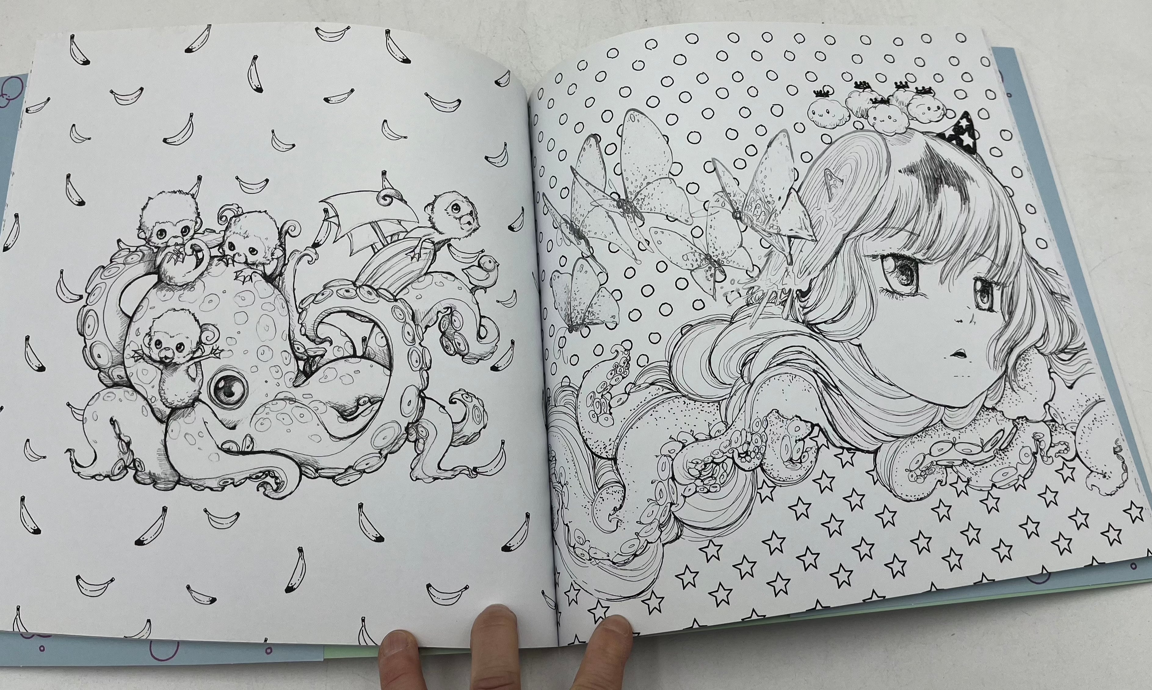 Coloring Book, Manga Mermaids and Other Sea Creatures