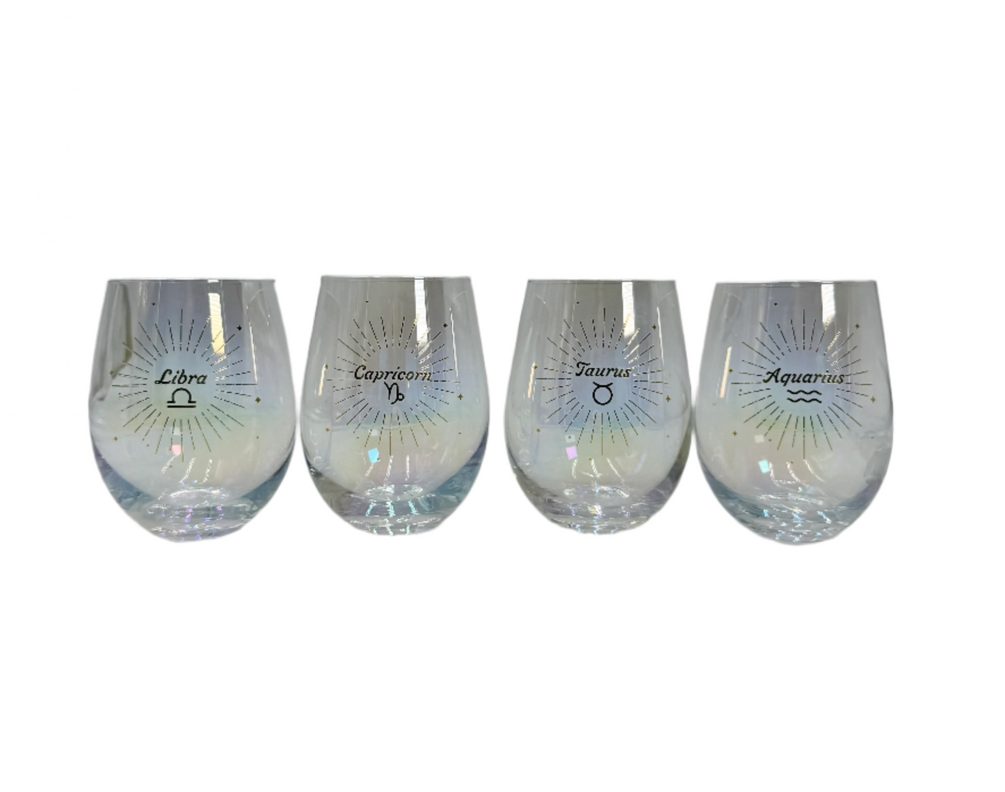 Stemless Wine Glasses Assorted Zodiac Signs Box of 30 Glasses
