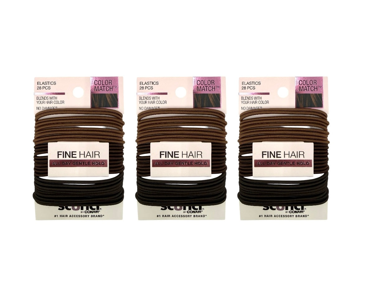 Scünci Hair Elastics, Brown - 84 Pieces