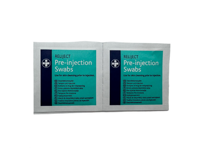 Pre-injection Swabs, Alcohol Wipes.  Box of 100 wipes.  Case of 100 boxes.