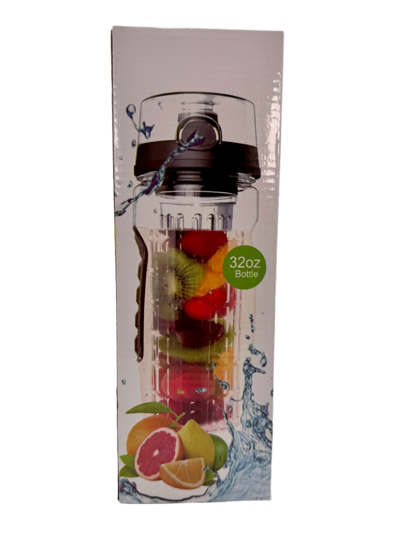 Fruit Infuser Water Bottle 32oz size.  Assorted black and green.