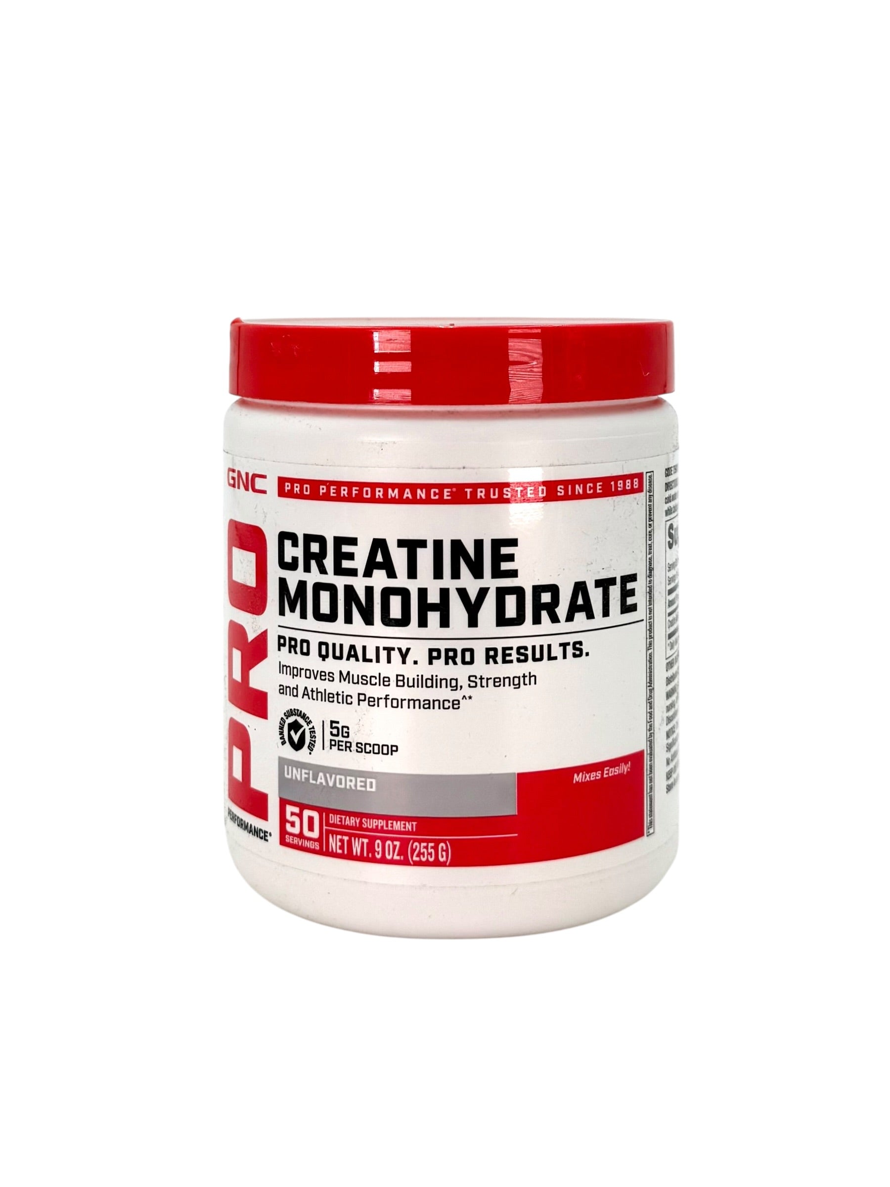 Creatine Monohydrate, Unflavored - 9 oz. Jar, GNC Brand