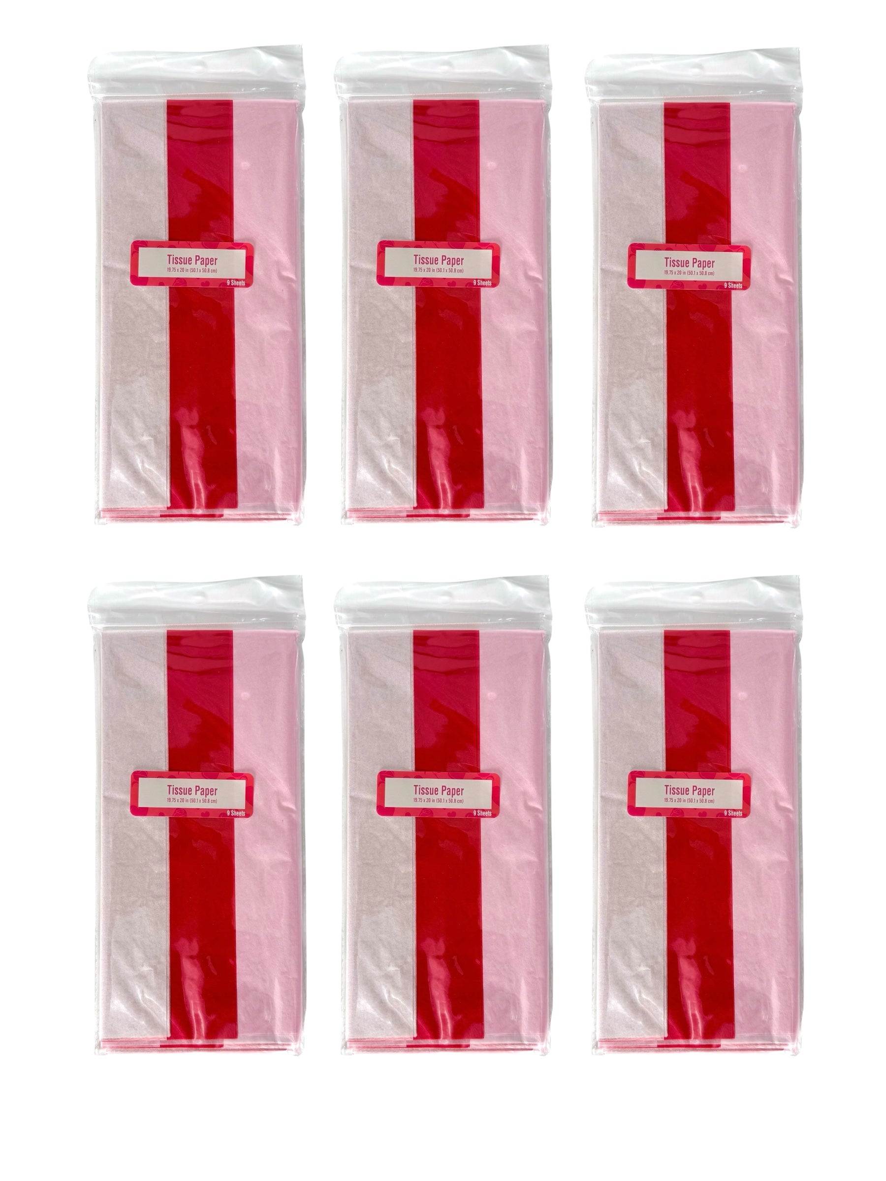 Tissue Paper - Pink, Red & White, Pack of 54 Sheets
