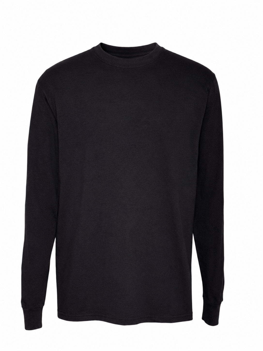 Long Sleeve Solid Color Cotton T-Shirt, Black or White