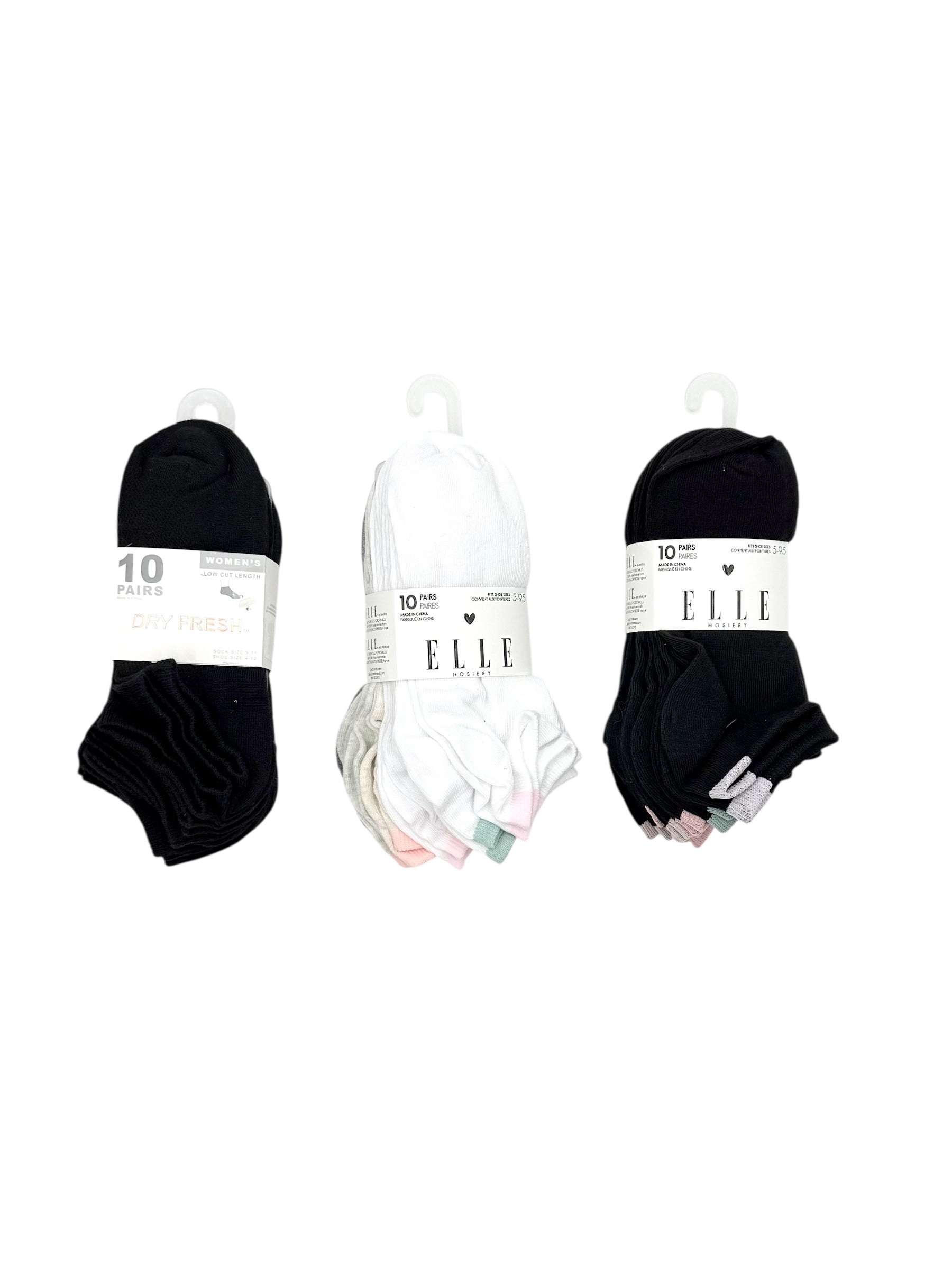 Women's Low Cut Socks, Pack of 10 Pairs - Assorted Colors
