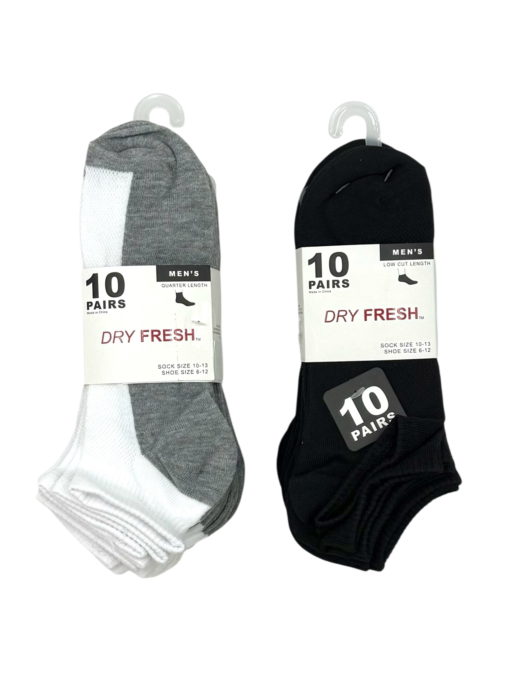Men's Athletic Socks, Pack of 10 Pairs - Assorted Colors & Styles