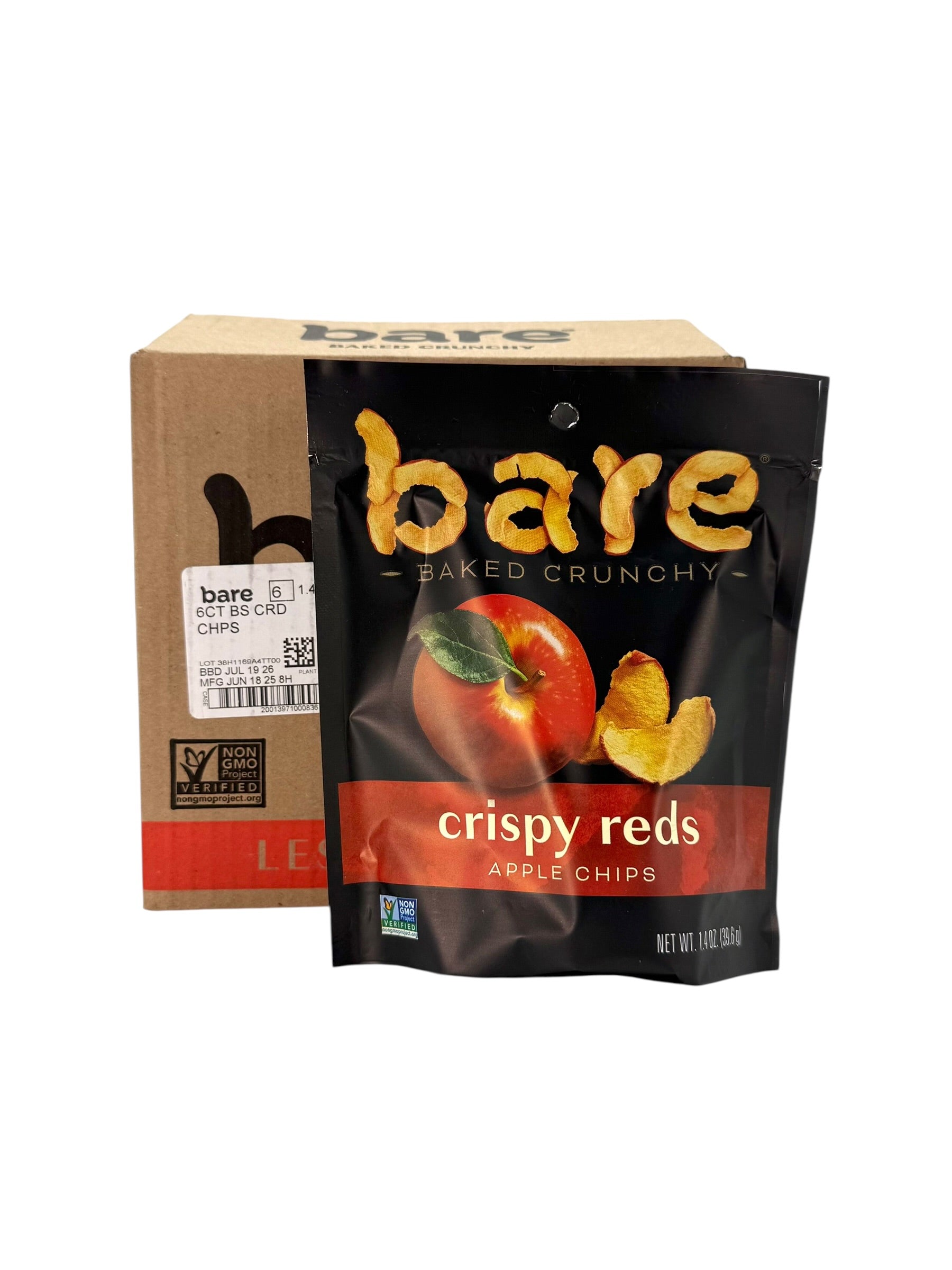 Bare Baked Crunchy Apple Chips, Crispy Reds - 1.4 oz. Bag, Case of 6 Bags