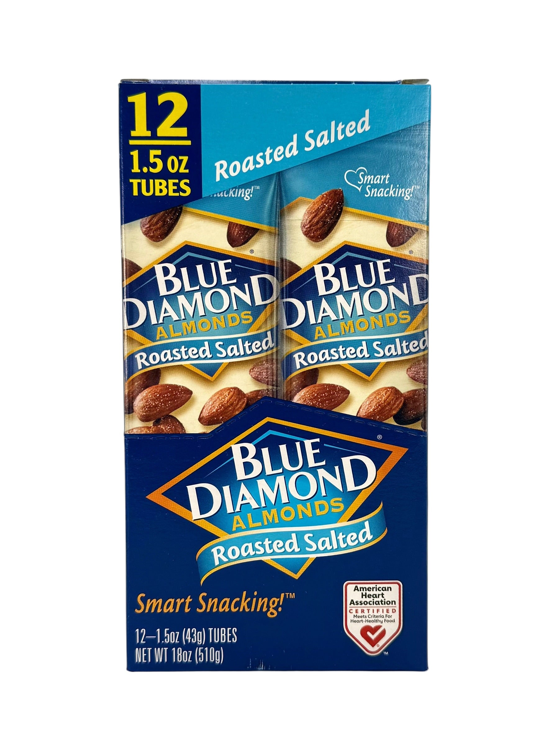 Blue Diamond Almonds, Roasted Salted - 1.5 oz. Tube, Case of 12 Tubes