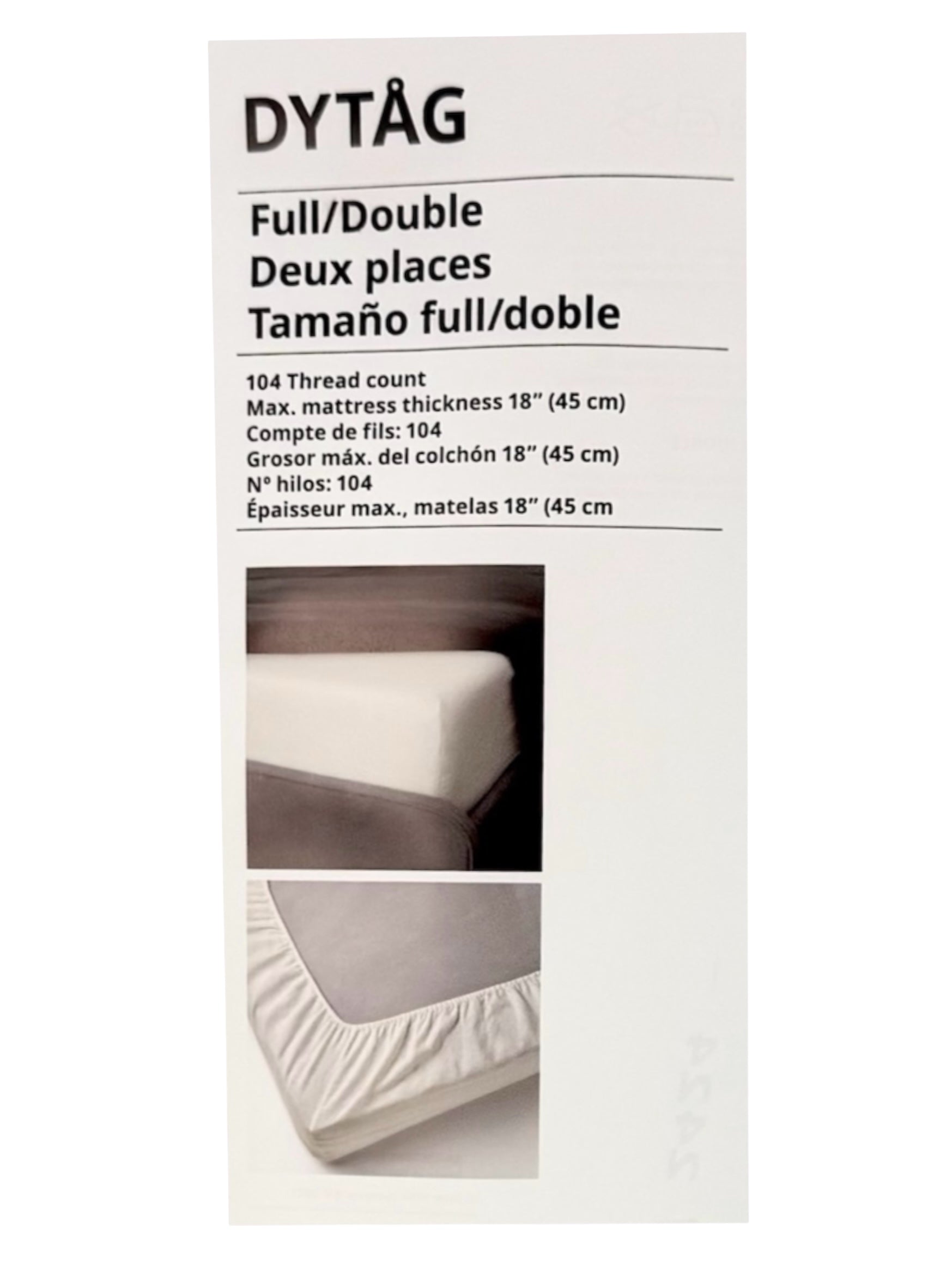 100% Linen Fitted Sheet for Full / Double Bed, White - IKEA Dytåg