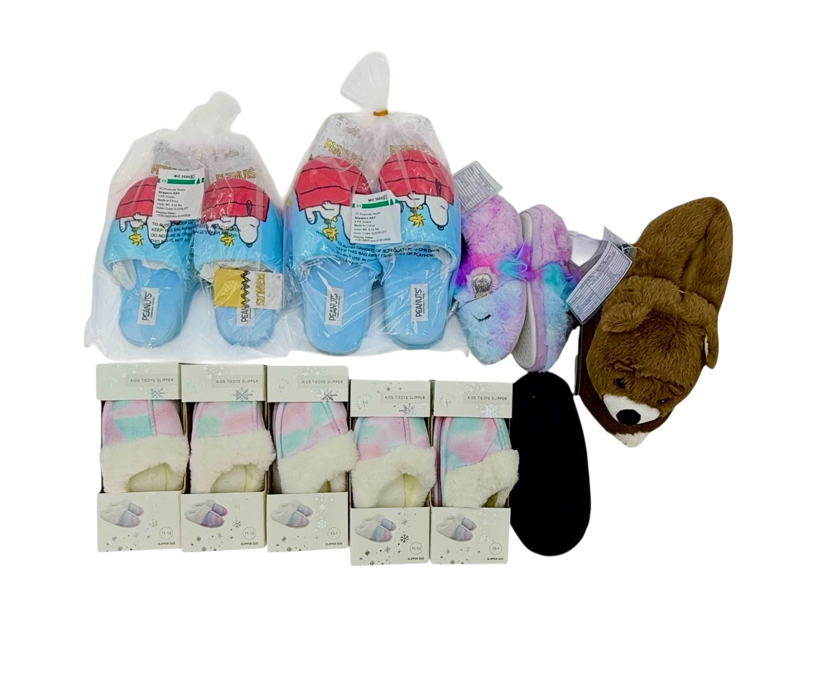 Children's Slippers - Box of 12 Assorted Pairs