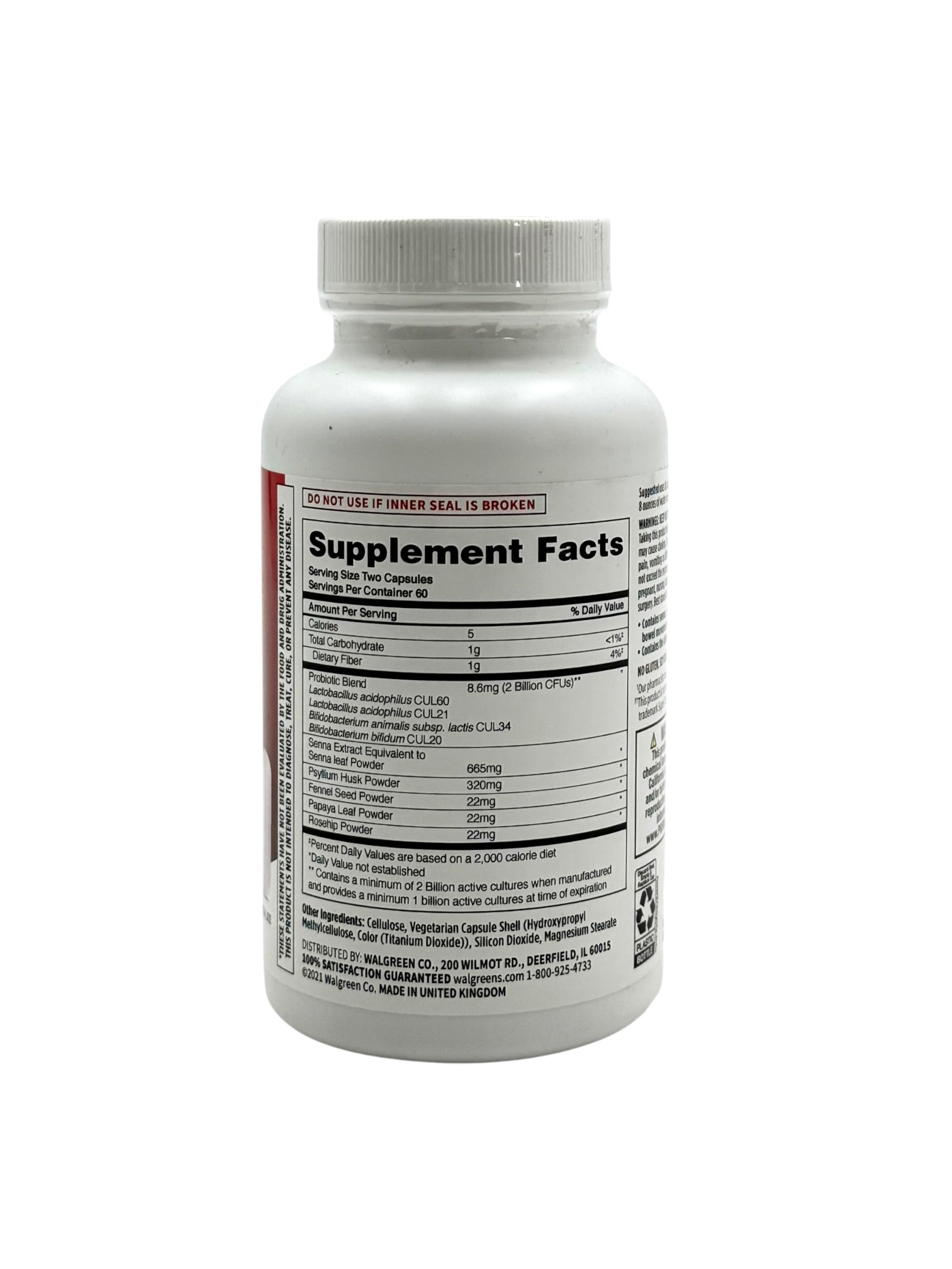 Colon Detox Dietary Supplement - Bottle of 120 Capsules