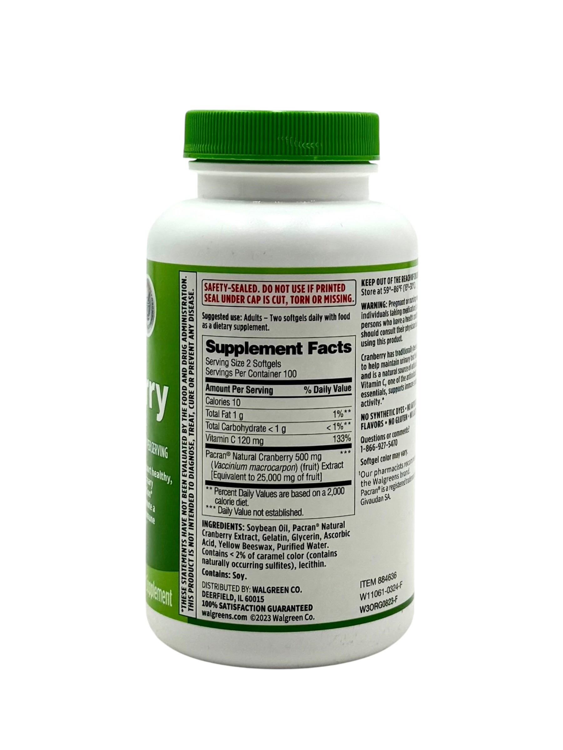Cranberry Plus Vitamin C Dietary Supplement - Bottle of 200 Softgels
