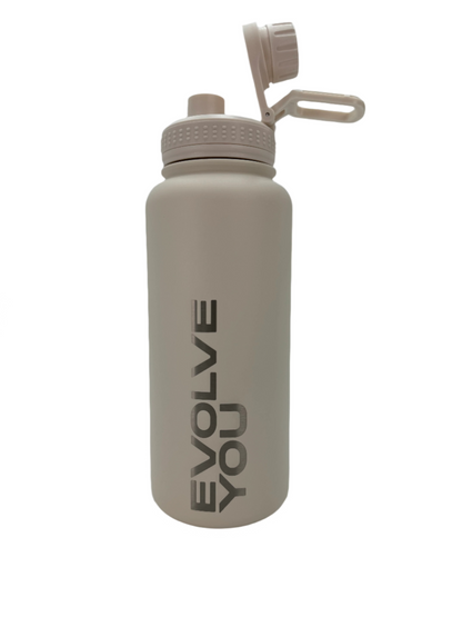 Stainless Steel Water Bottle with Screw Top Lid, EvolveYou Brand, 32 oz bottle