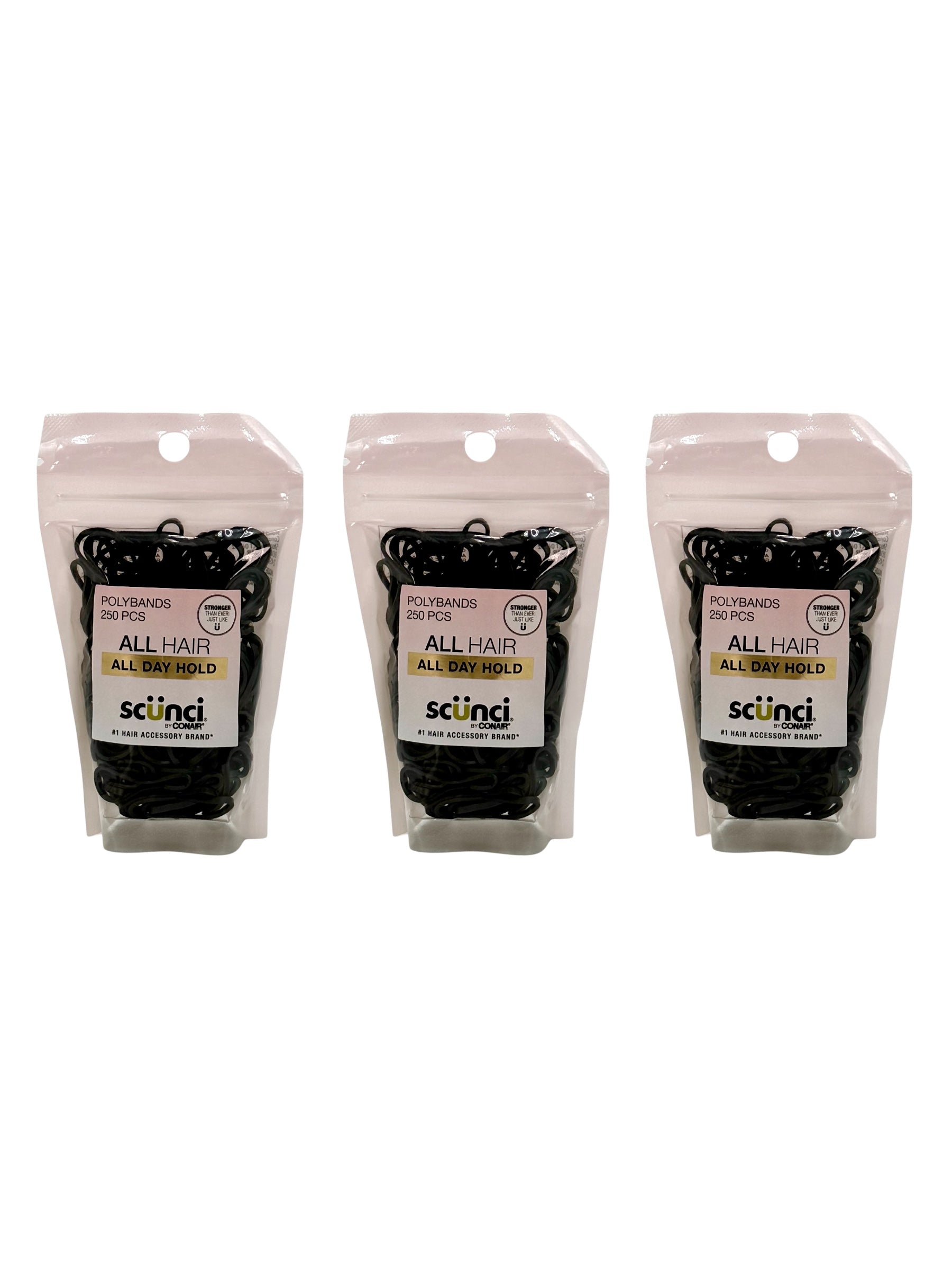Scünci Hair Poly/Rubber Bands, Black - 750 Hair Bands