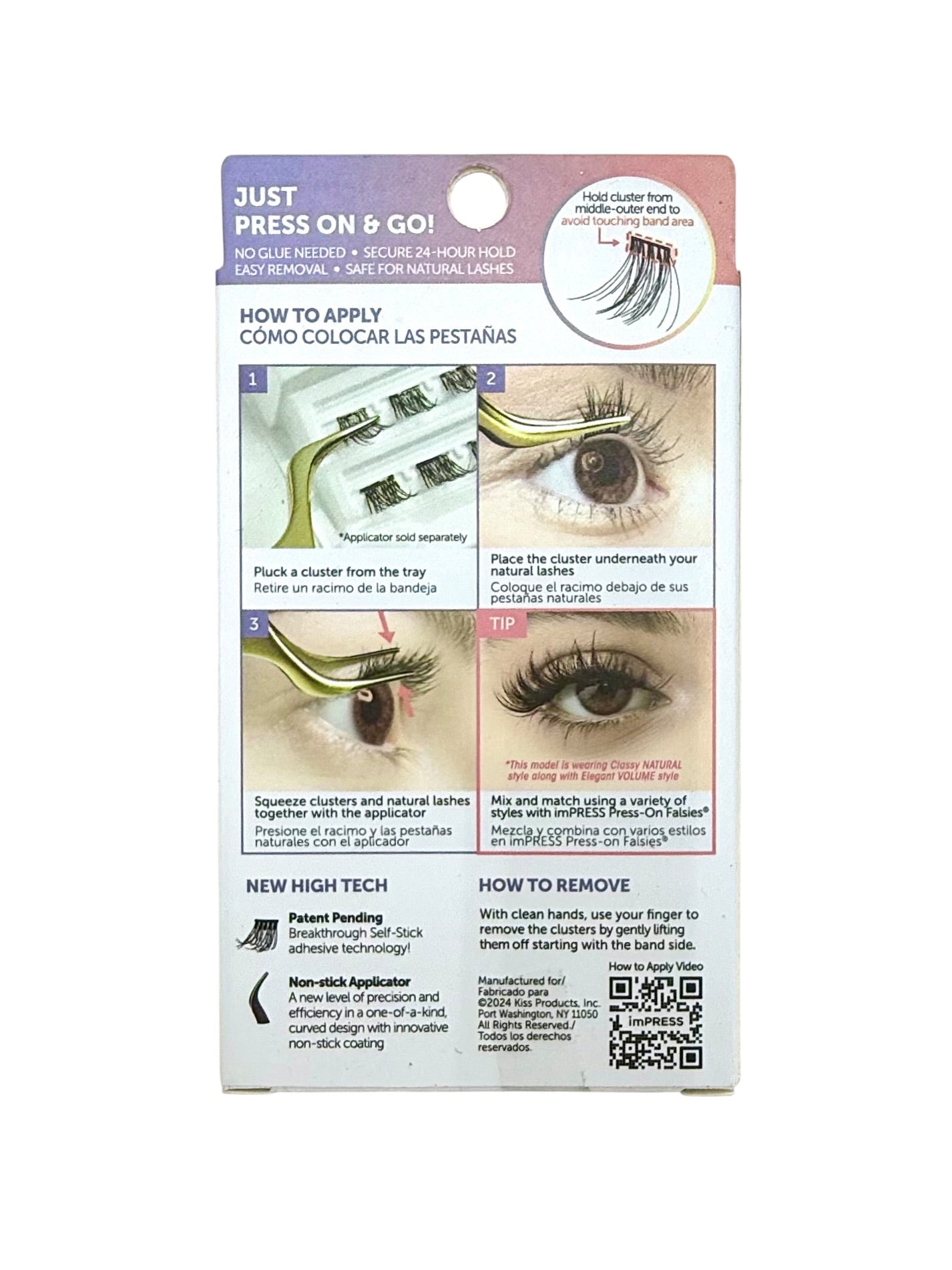 Press-On False Eyelashes - Pack of 12 Clusters