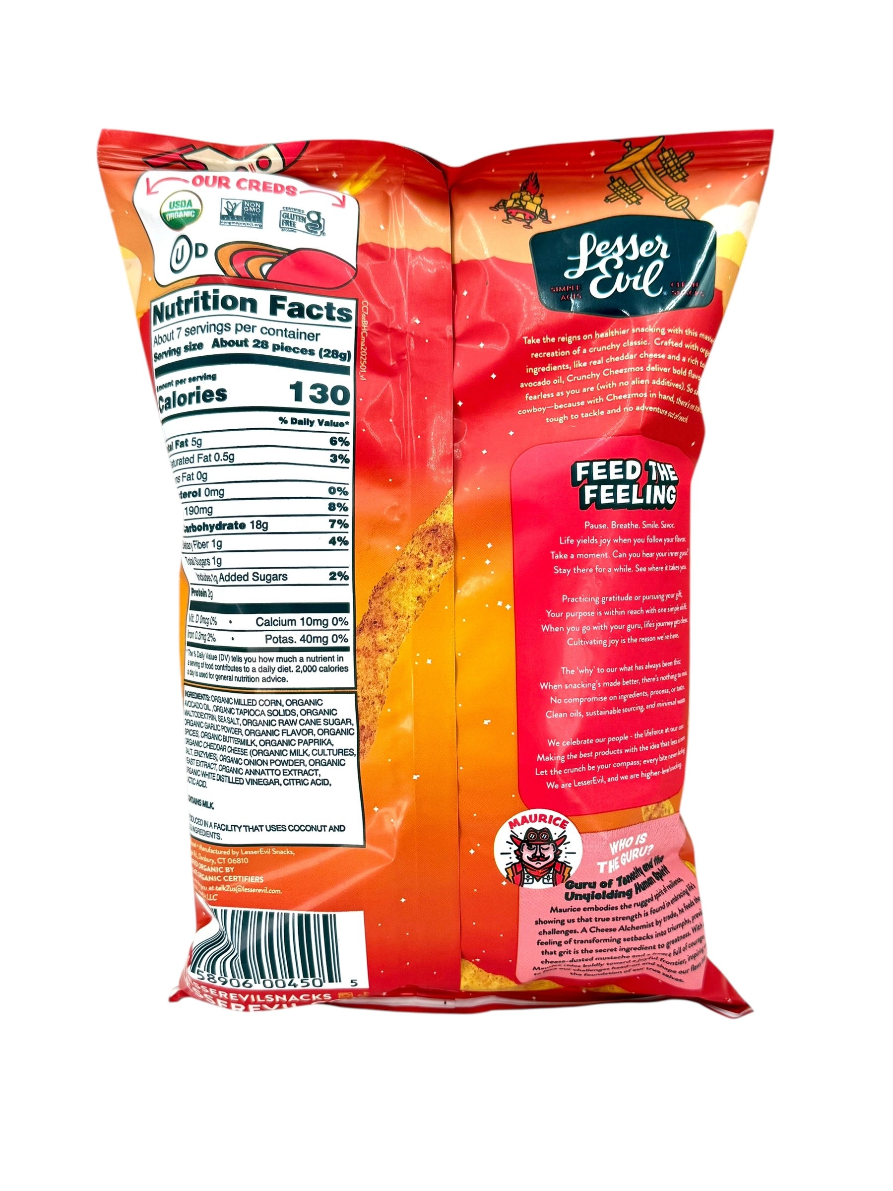 Lesser Evil Cheesmos Chips, Blazin' Hot Cheddar - 7 oz. Bag, Case of 6 Bags