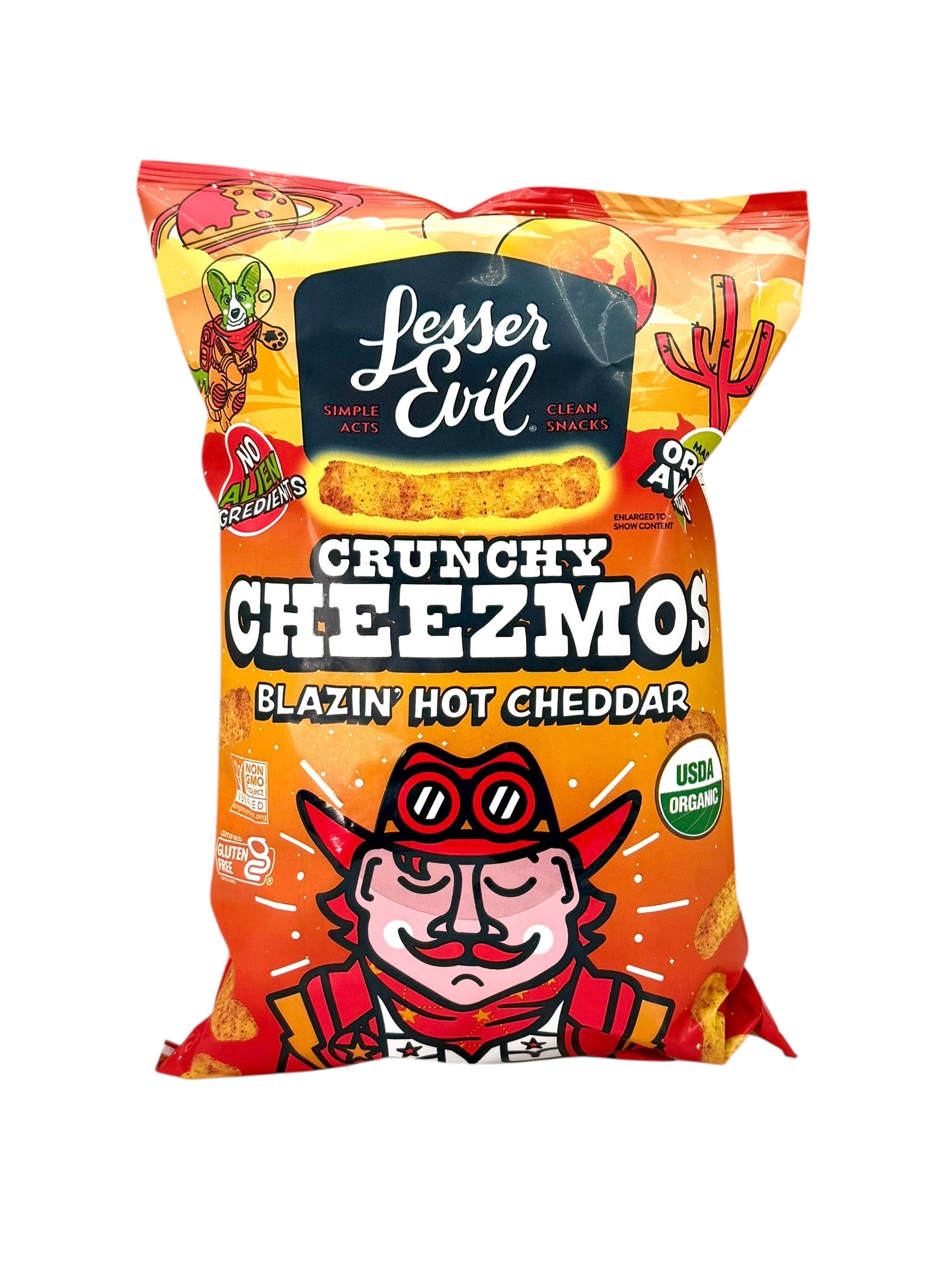 Lesser Evil Cheesmos Chips, Blazin' Hot Cheddar - 7 oz. Bag, Case of 6 Bags