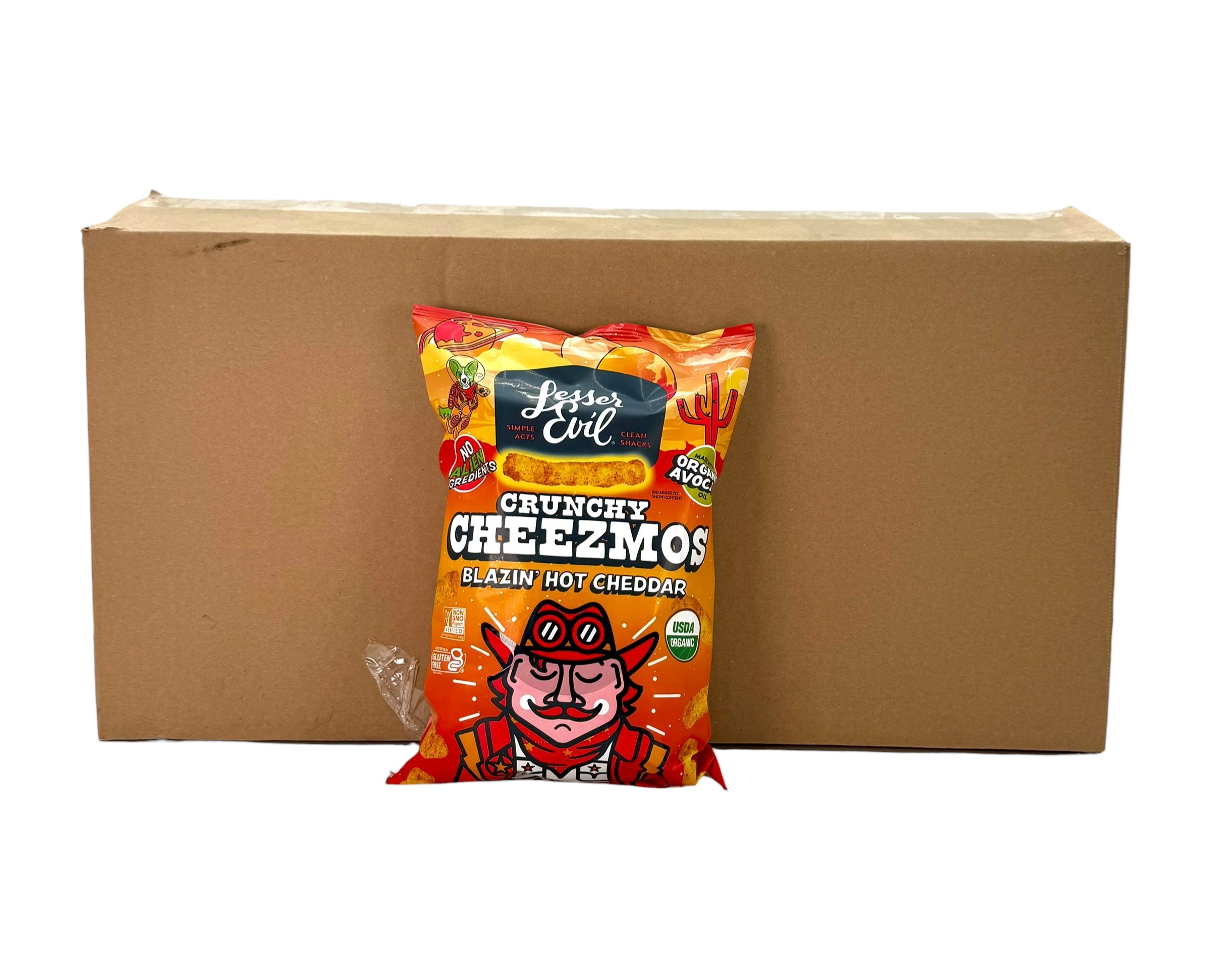 Lesser Evil Cheesmos Chips, Blazin' Hot Cheddar - 7 oz. Bag, Case of 6 Bags